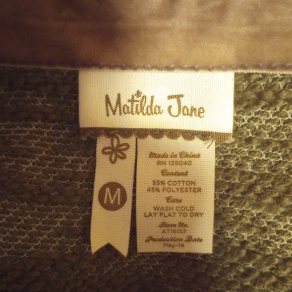 Matilda Jane Olive Zip Up with Navy Trim - Picture 7 of 11